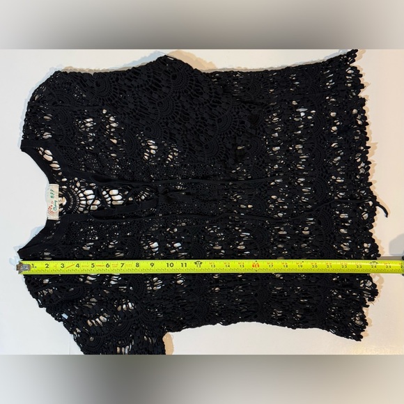 Black short sleeve crochet shirt loose knit shirt cover up | Women’s S - Picture 7 of 7